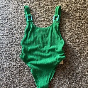 Aerie Green Ribbed One-Piece Swimsuit